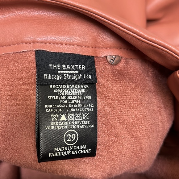 BlankNYC THE BAXTER Vegan Leather Five Pocket Rib Cage Straight Leg PANT Size 29 - Picture 11 of 11